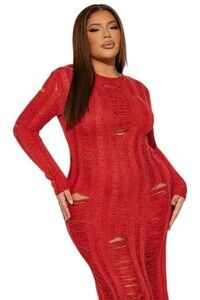 Los Cabos Crochet Midi Dress - Rust (NWT) XL